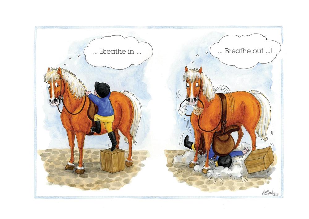 Horse Breathing In Then Out Alison's Animals Cartoon Greeting Card Cards